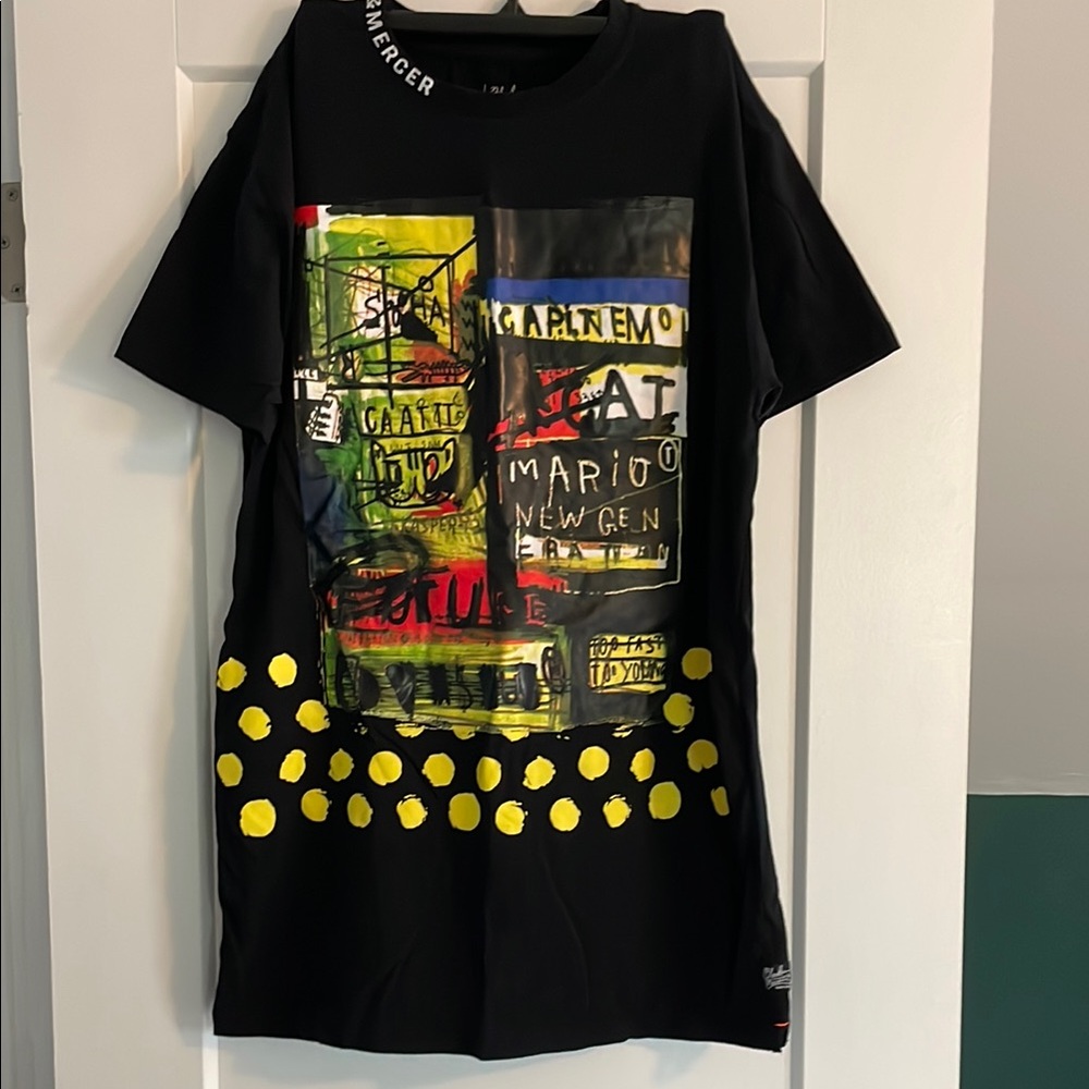 Black Graphic T-Shirt with Yellow Accents